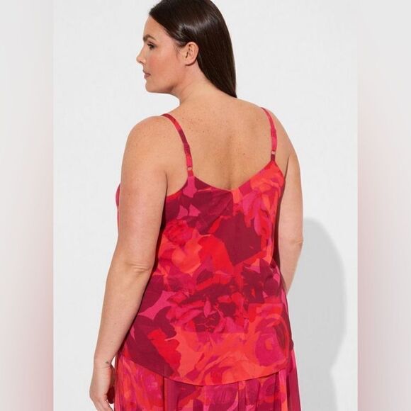 NWT Sophie Chiffon Swing Cami Red Layered Tank Top Shirt Size 4 4X - Picture 2 of 7